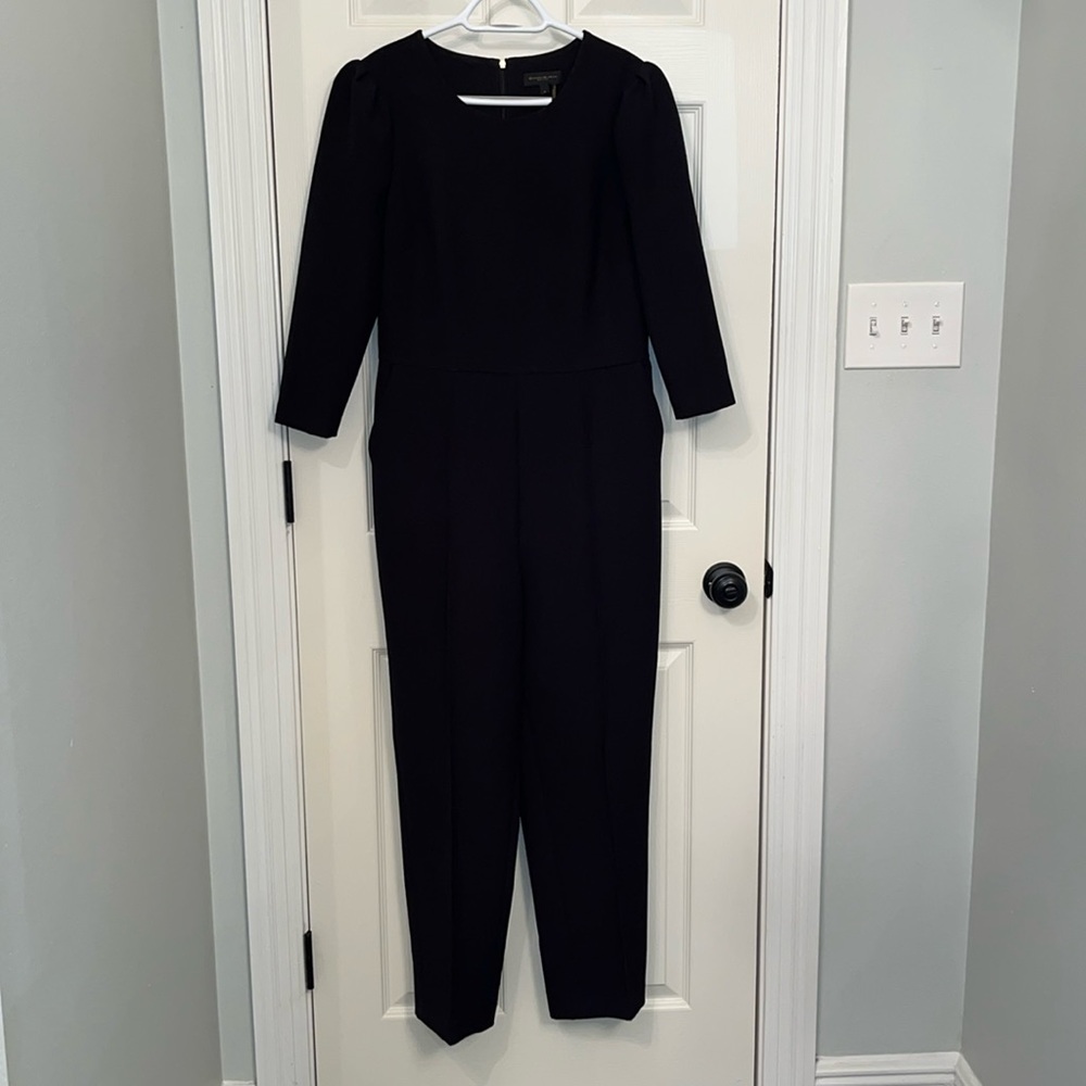 Donna Karan Women's Black 3/4 Sleeve Crepe Jumpsuit Sz 10 One Piece Office Work